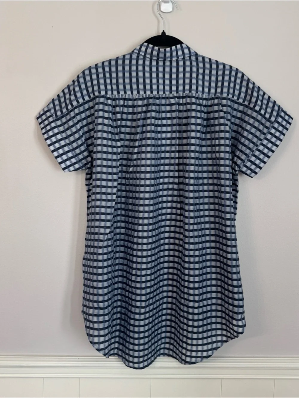 J. Crew Women’s Cap Sleeve Crinkled Tunic Beach Dress in Gingham Print Sz S NWT